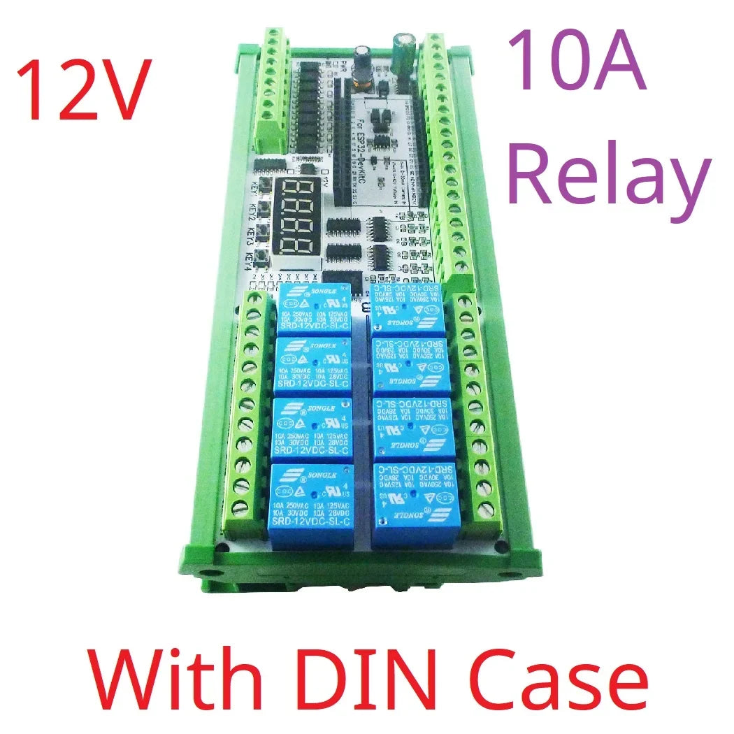 ESP32 38PIN IO Expansion Board ES32A08 Relay ES33B08 Opto-isolated Input 4x 0-10V 4x 4-20MA Digital Tube Display Automation