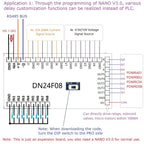 DN23E08 DN24F08 8DI-8AI-8DO IO Expansion Board for Arduino Nano V3.0 – RS485 Modbus RTU PLC Module with 4-20mA/0-10V Analog Input