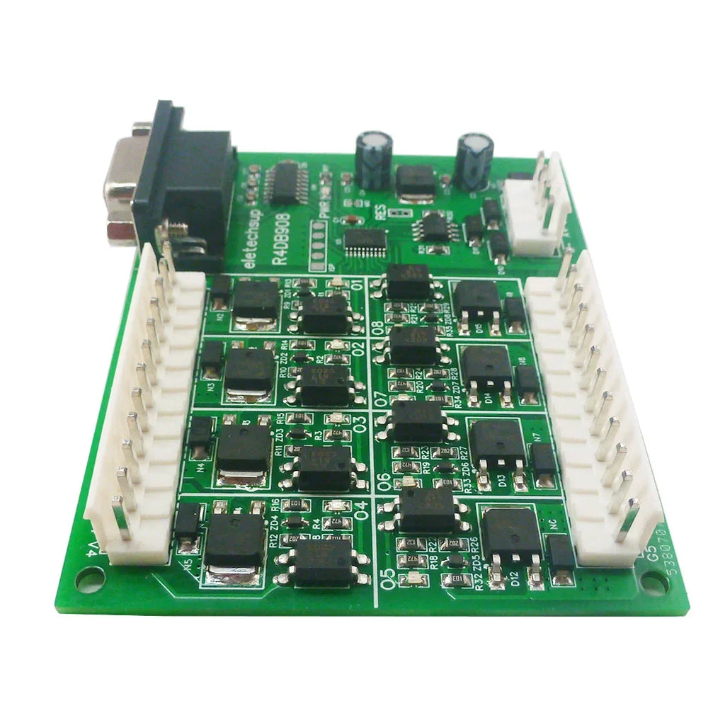 R4DB908 8-Channel Solid State Relay Module – RS485 RS232 DB9 Dual Bus 3A NPN MOS Opto-Isolated Output with VH3.96 Connector for PLC Modbus RTU