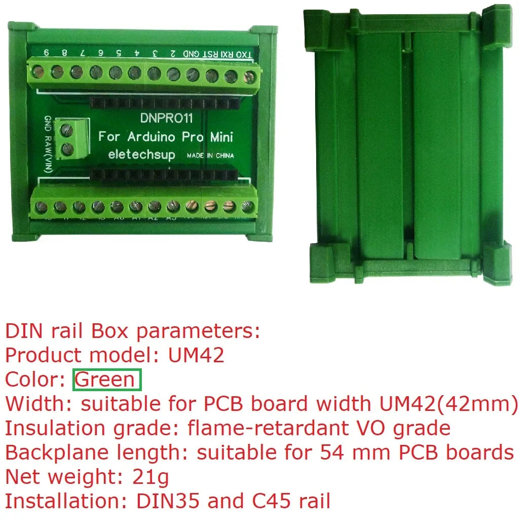 DNPRO11 DIN Rail Mount Screw Terminal Block Adapter for Arduino pro Mini Board Industrial Controllers 11 Positions