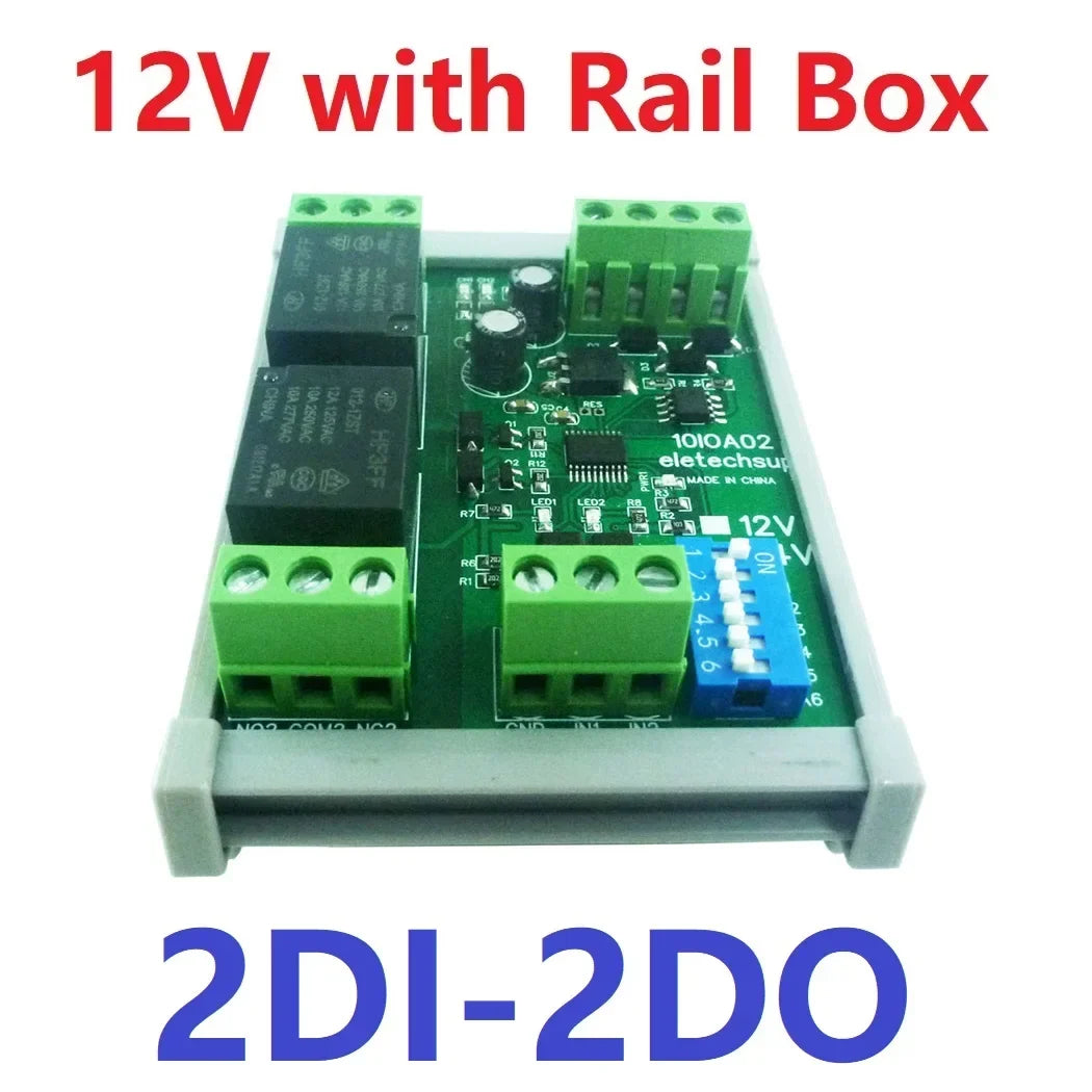 DC 12V 1/2/4/8/12 Channel Isolation DI-DO PLC IO Expanding Board RS485 Relay Module 10IOA01 10IOA02 10IOA04 10IOA08 10IOA12 Modbus RTU Code 01 05 15 02 03 06 16