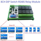 RYR408B 8CH 10A RS485 Relay Module – DIP Switch Configurable Modbus RTU PLC Remote IO Board with 8 Commands for Industrial Automation