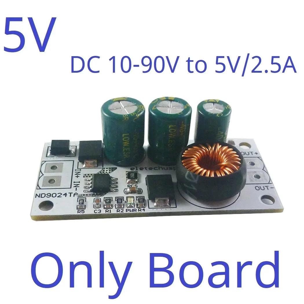 ND9024TA DC 10V-90V to 24V 12V 5V 2.5A Buck Module High Voltage Regulator for Electric Vehicle Battery Solar System Power Supply Converter
