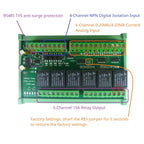 N4I6N06 DC 12V 24V 6CH 0-20MA 4-20mA Analog Input 4CH NPN Digital Input 6CH 10A Relay Output RS485 Modbus RTU IO Module