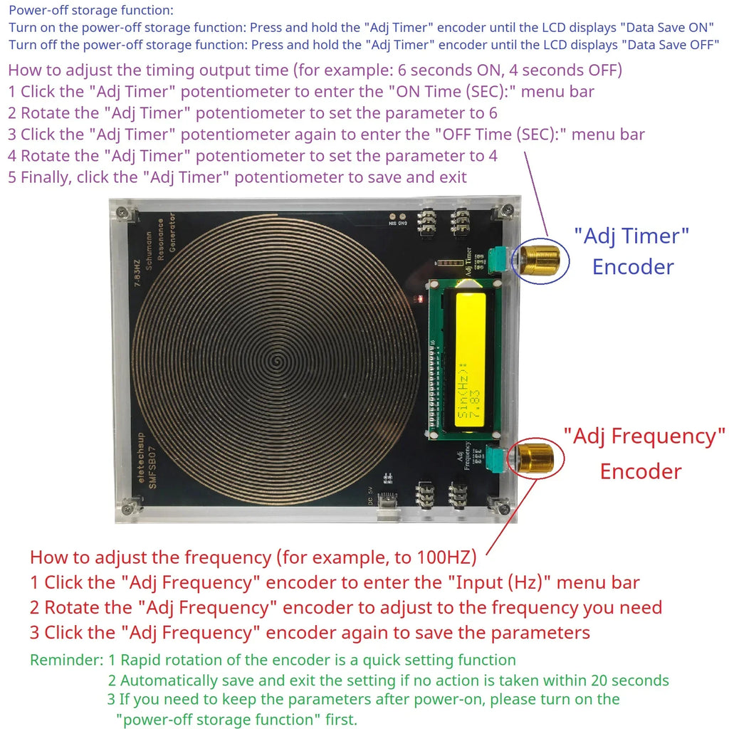 SMFSB07 4-Channel Schumann Resonance Generator – 0.01-100kHz Adjustable Pure Sine Wave with 150MM Onboard Antenna & Cycle Timer for Sleep Aid Meditation