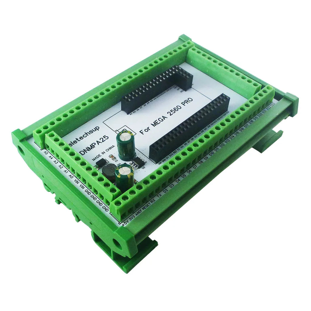 DNMPA25 DIN Rail Screw Terminal Block Adapter Module for Arduino MEGA2560 PRO Board 7-30V to 5V 2A DC-DC Converter Industrial
