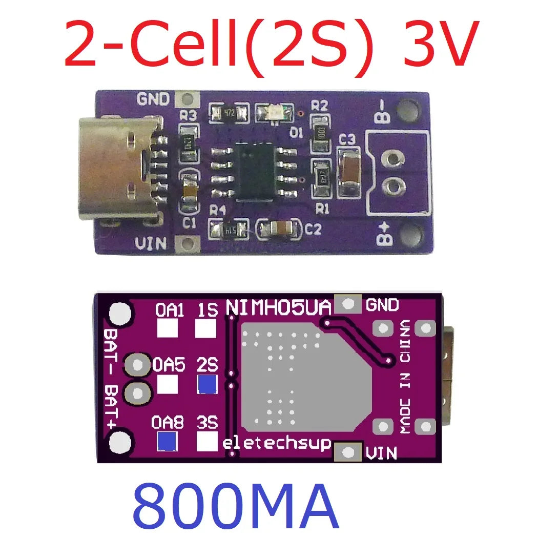 Type-C 1S 2S 3S NiMH Charger Module 1.5V/3V/4.5V CC/CV DC-DC NIMH05UA