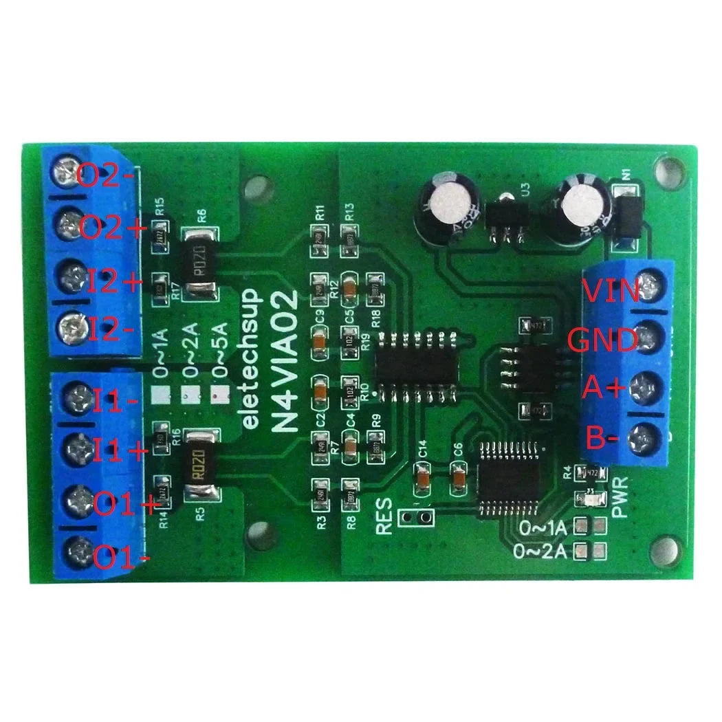 N4VIA02 Multifunctional RS485 Ammeter Voltmeter – 0-30V / 0-5A Modbus RTU DC Power Measurement Module for PLC SCADA Industrial Automation