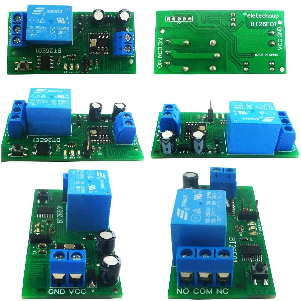 BT26E01 DC 12V Bluetooth BLE Relay Module – iOS Android Wireless Switch Board with 2.4G RF Remote Control for Smart Home IoT