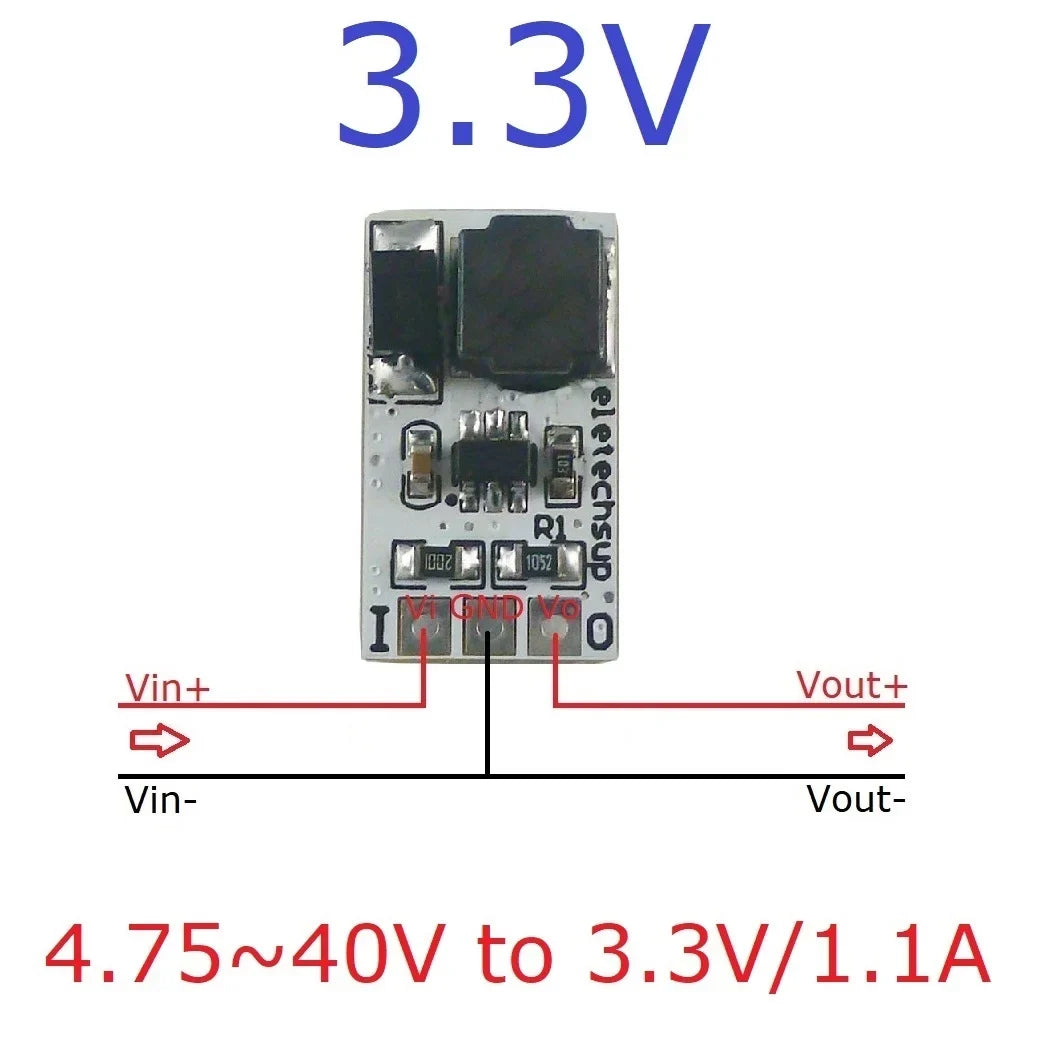 DD4012SA_PRO 1A DC-DC Buck Converter – 5-40V to 3V/3.3V/5V/12V Adjustable Step-Down Module for 18650 Li-ion LiFePO4 Battery Power