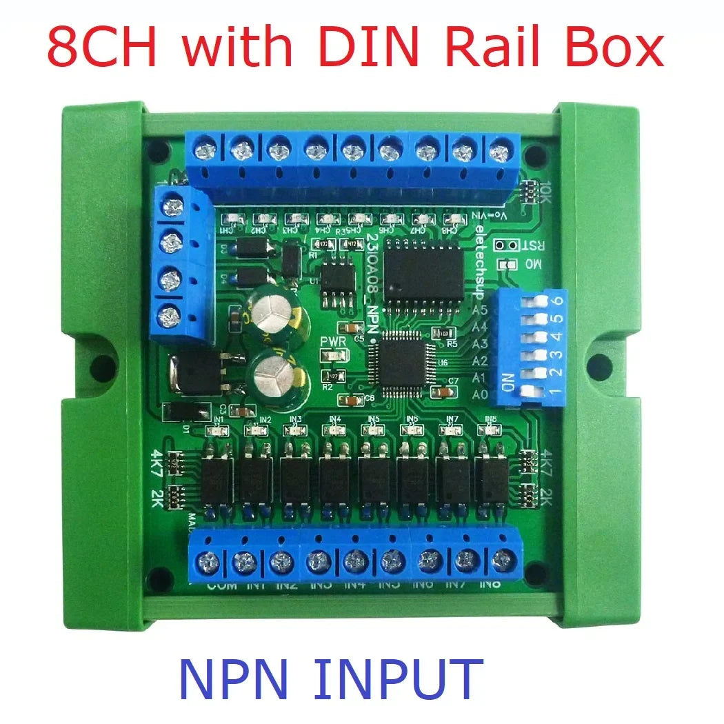 8/16/24/32/48CH Multifunction RS485 Remote IO Module – NPN/PNP DI-DO Expansion Board with DIN Rail & Modbus RTU for PLC Industrial Automation