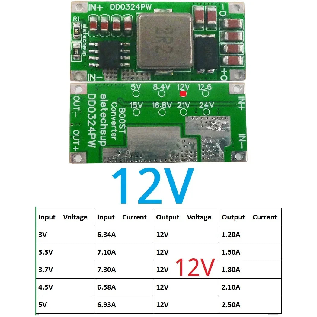 DD0324PW 25W DC-DC Boost Converter Module 3.7V 4.2V 5V Input to 5V 8.4V 12V 12.6V 15V 16.8V 21V 24V Voltage Regulator
