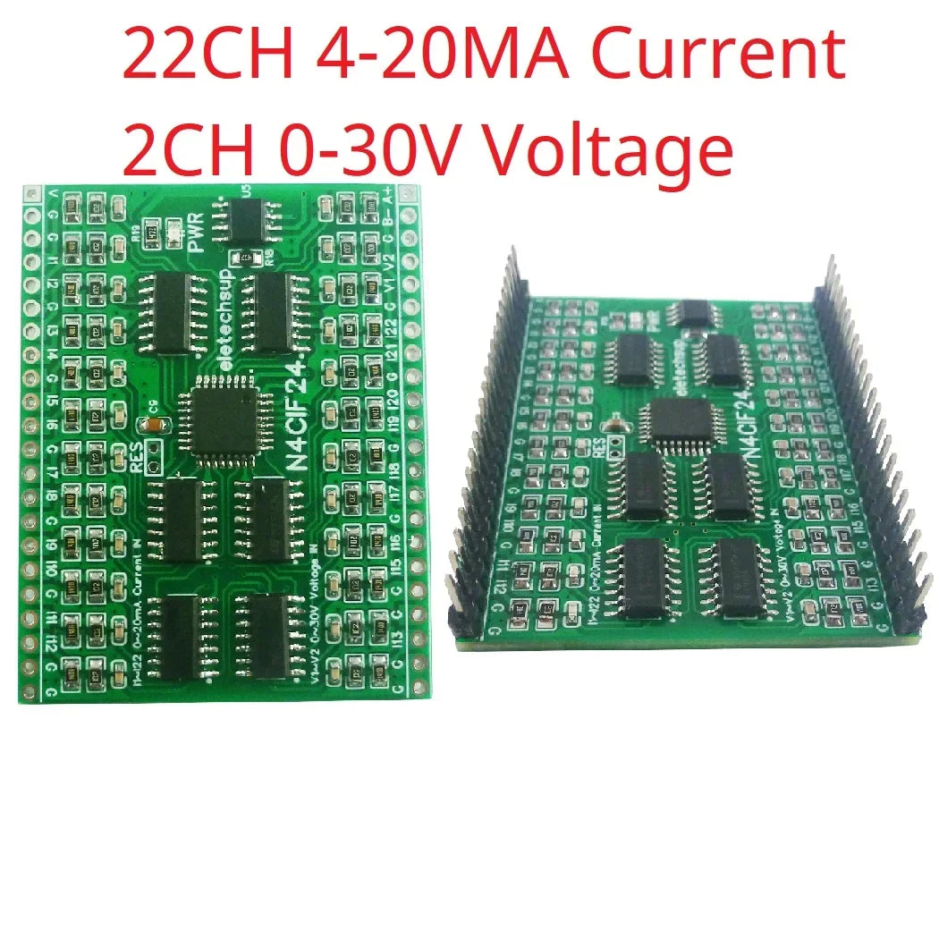 8-24 Channel Industrial Analog Input Module – Modbus RTU 4-20mA/0-20mA/0-5V/0-10V Current Voltage Data Collector N4CID08 N4CIE16 N4CIF24 for PLC Sensor Monitoring