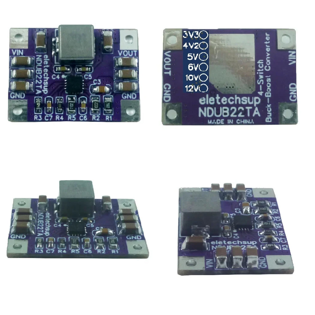 NDUB22TA 3A Buck-Boost Converter – DC 3-23V to 3.3V/5V/12V Adjustable Step-Up Down Voltage Regulator with 93% Efficiency for Solar Battery ESP32