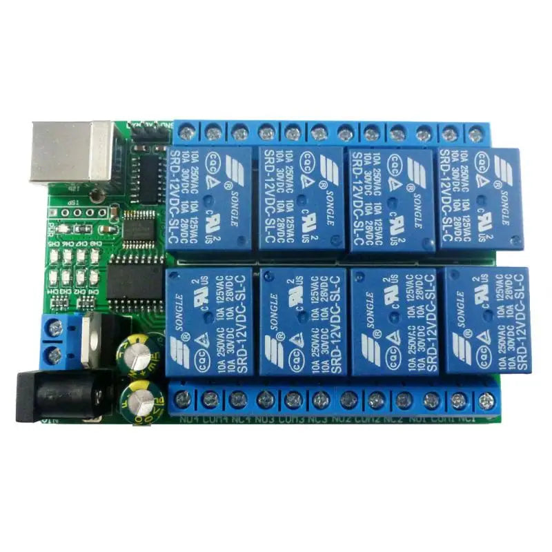 UD23A08 8-Channel Serial Relay Controller – USB/TTL/RS232 Multi-Voltage Smart Switch for PLC Automation & Industrial Control
