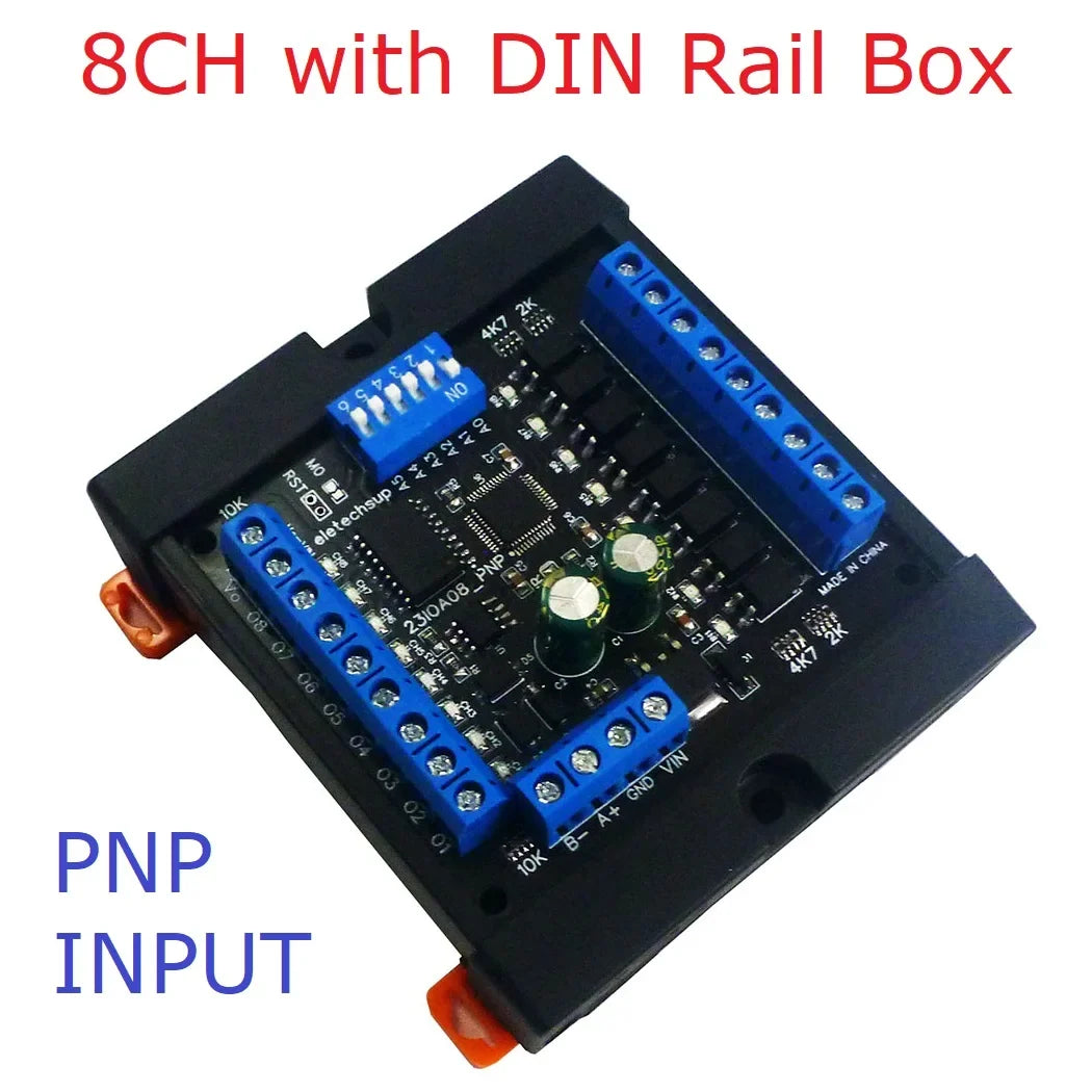 8/16/24/32/48CH Multifunction RS485 Remote IO Module – NPN/PNP DI-DO Expansion Board with DIN Rail & Modbus RTU for PLC Industrial Automation