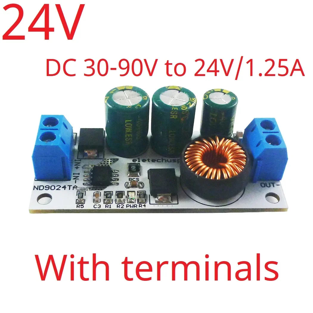 ND9024TA DC 10V-90V to 24V 12V 5V 2.5A Buck Module High Voltage Regulator for Electric Vehicle Battery Solar System Power Supply Converter