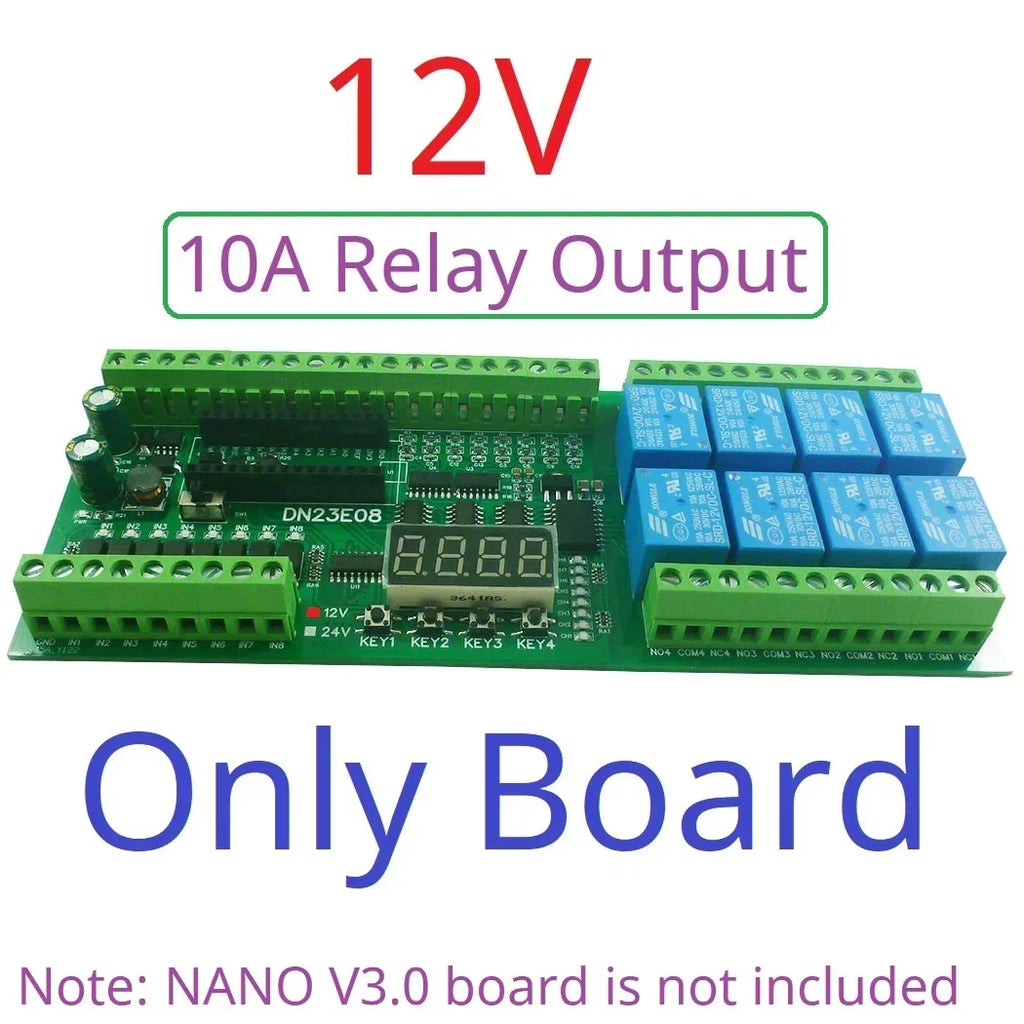 DN23E08 DN24F08 8DI-8AI-8DO IO Expansion Board for Arduino Nano V3.0 – RS485 Modbus RTU PLC Module with 4-20mA/0-10V Analog Input