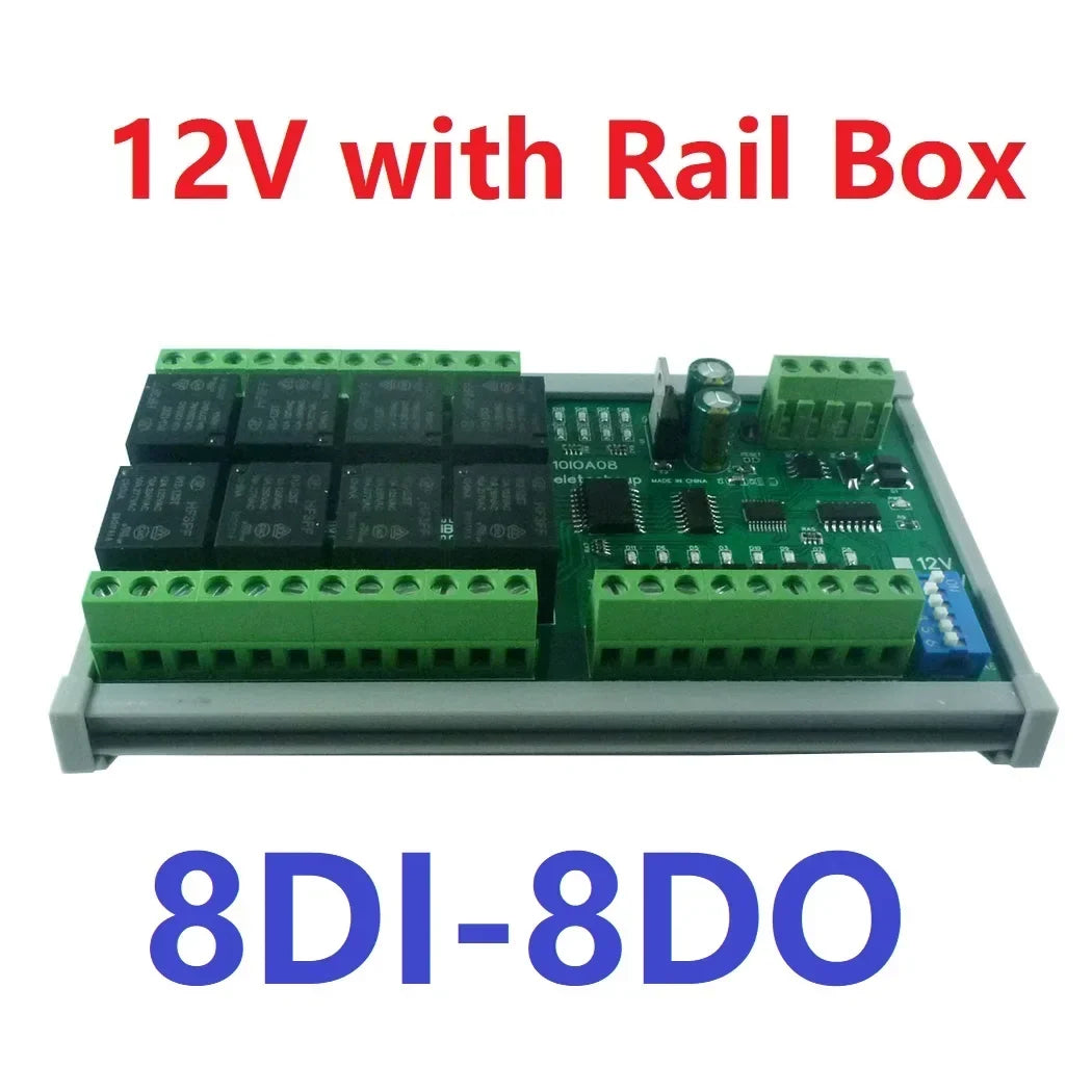 DC 12V 1/2/4/8/12 Channel Isolation DI-DO PLC IO Expanding Board RS485 Relay Module 10IOA01 10IOA02 10IOA04 10IOA08 10IOA12 Modbus RTU Code 01 05 15 02 03 06 16