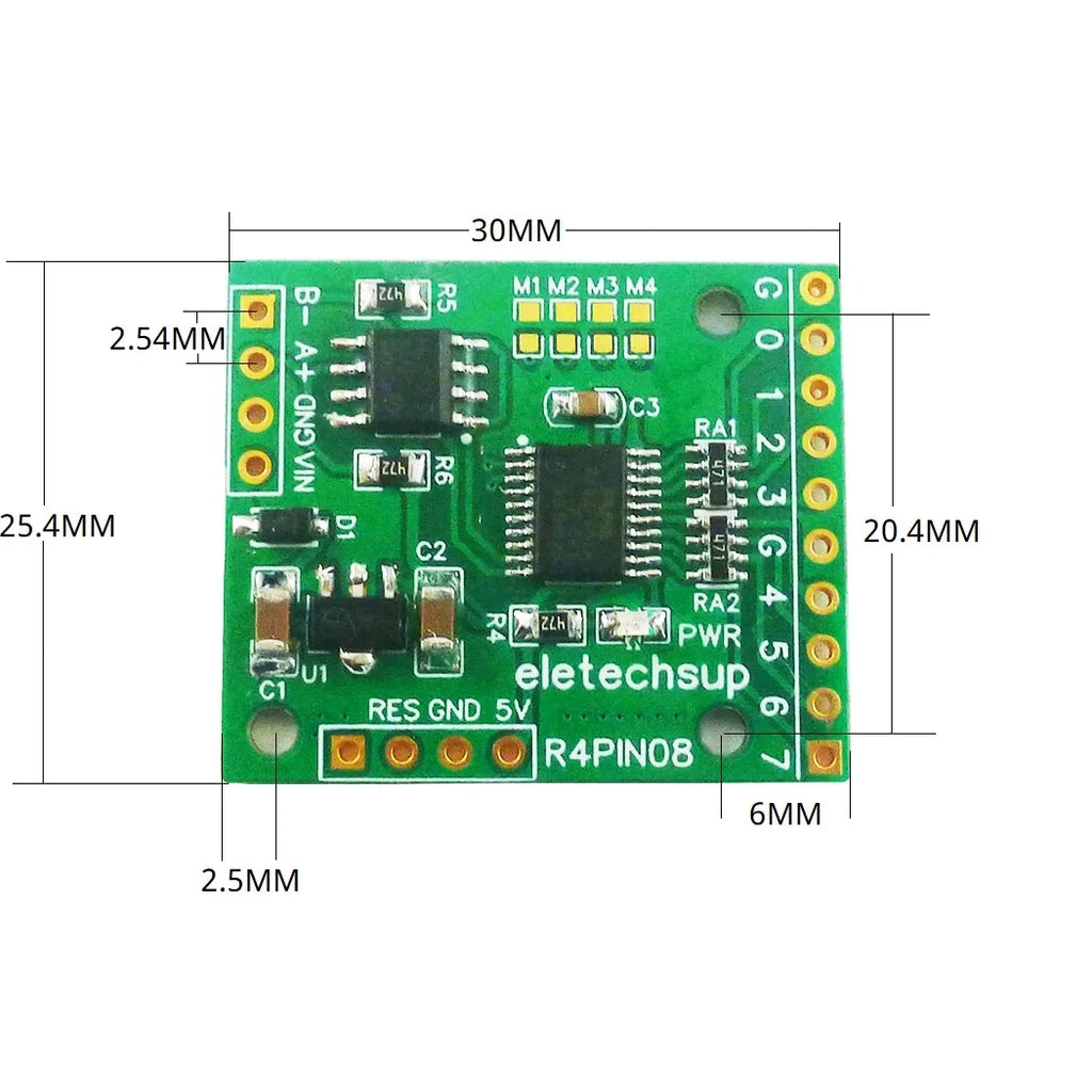R4PIN08 8CH Multifunction RS485 IO Core Board – 2.54mm Pin Configurable Digital Input Output Module Modbus RTU for PLC HMI Remote IO Expansion