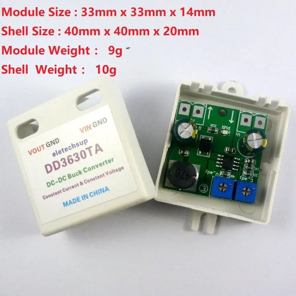 DD3630TA 15W DC-DC Buck Converter – 8-32V to 3.3V/5V/6V/9V/12V Constant Current & Constant Voltage Module for LED Dimming Motor Speed Control