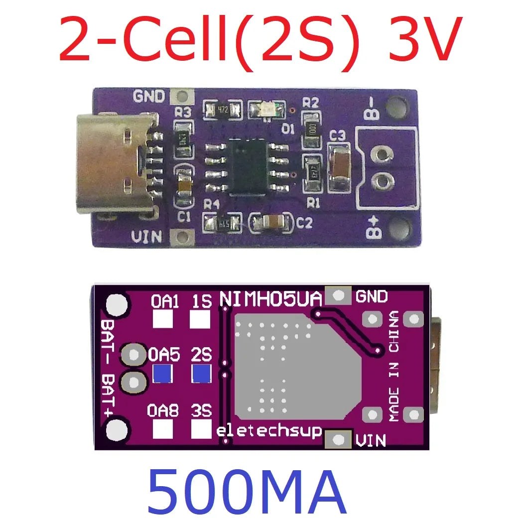 Type-C 1S 2S 3S NiMH Charger Module 1.5V/3V/4.5V CC/CV DC-DC NIMH05UA