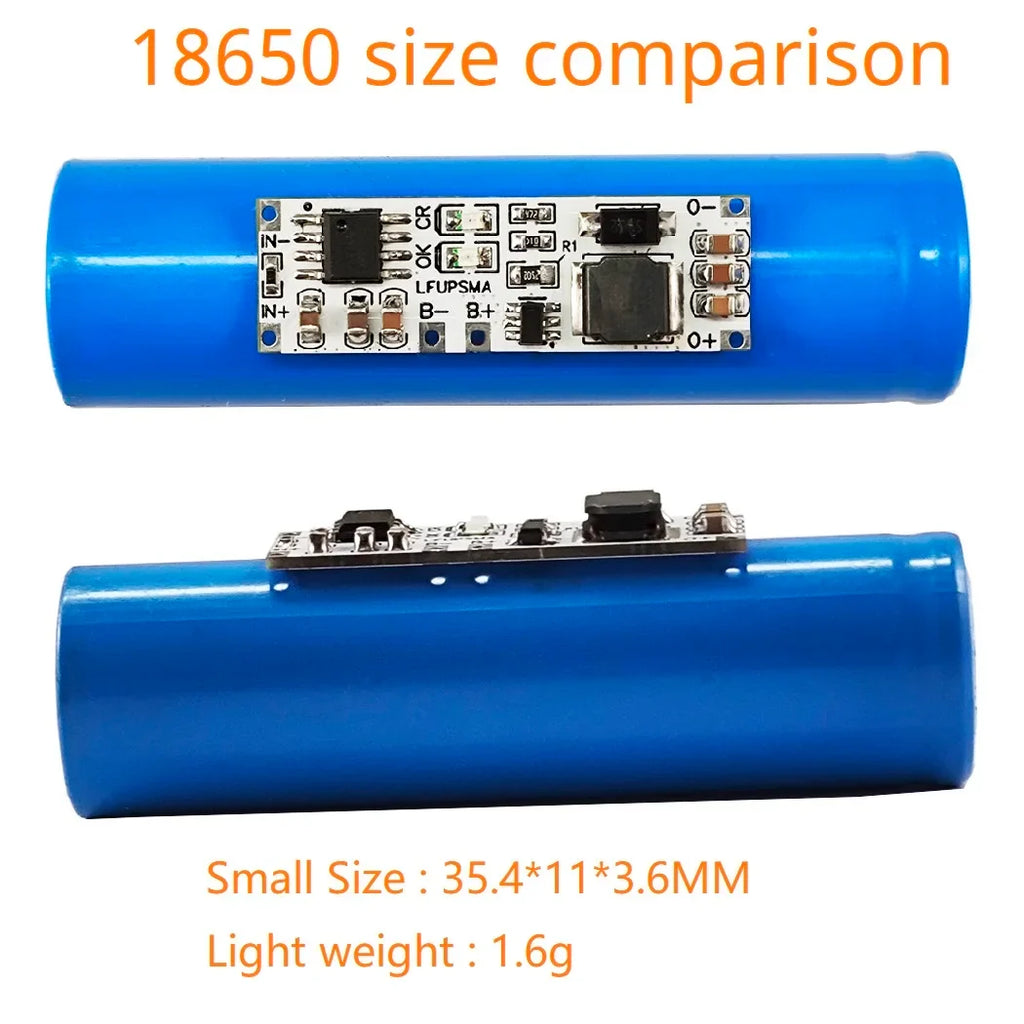 LFUPSMA 2-in-1 LiFePO4 UPS Module, 1S 3.2V Battery Charger & DC-DC Boost Converter 5V/9V/12V for 32700 18650 Solar DIY