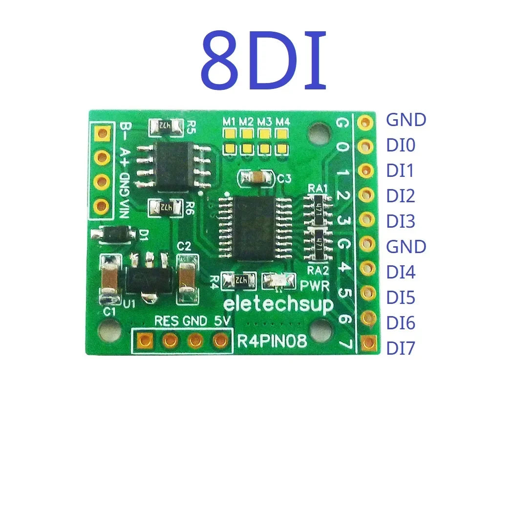 R4PIN08 8CH Multifunction RS485 IO Core Board – 2.54mm Pin Configurable Digital Input Output Module Modbus RTU for PLC HMI Remote IO Expansion