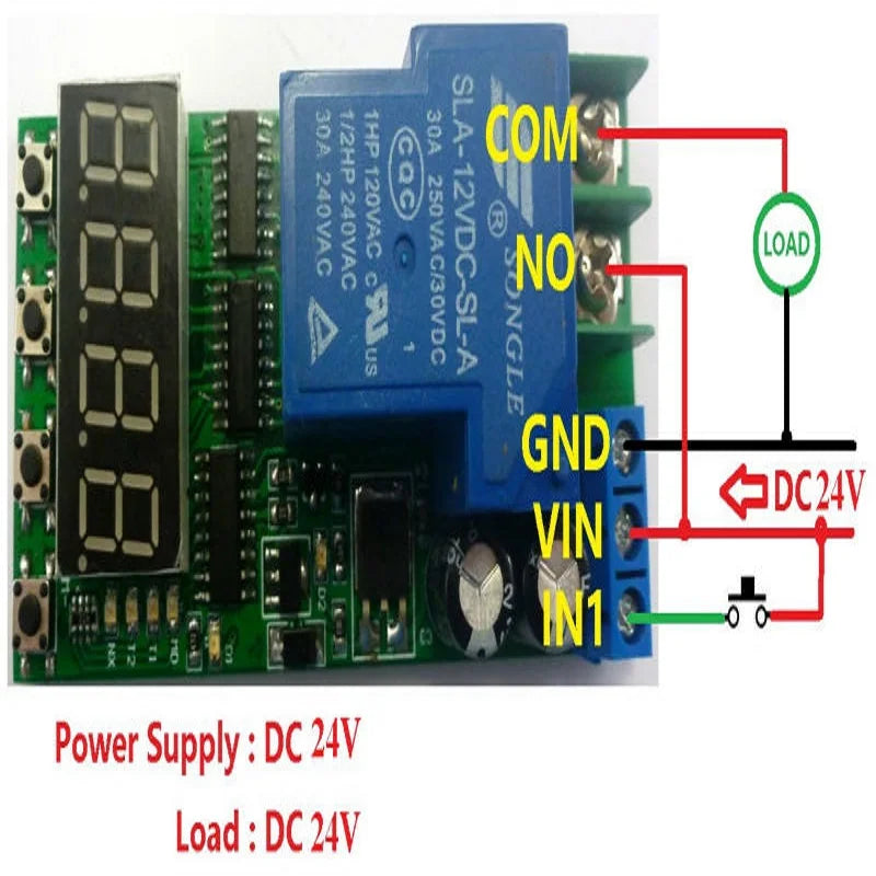 IO23C01 8CH 30A High Power Relay Module – DC24V Multifunction Timer Delay Switch for PLC Motor Pump LED Control & Equipment Test