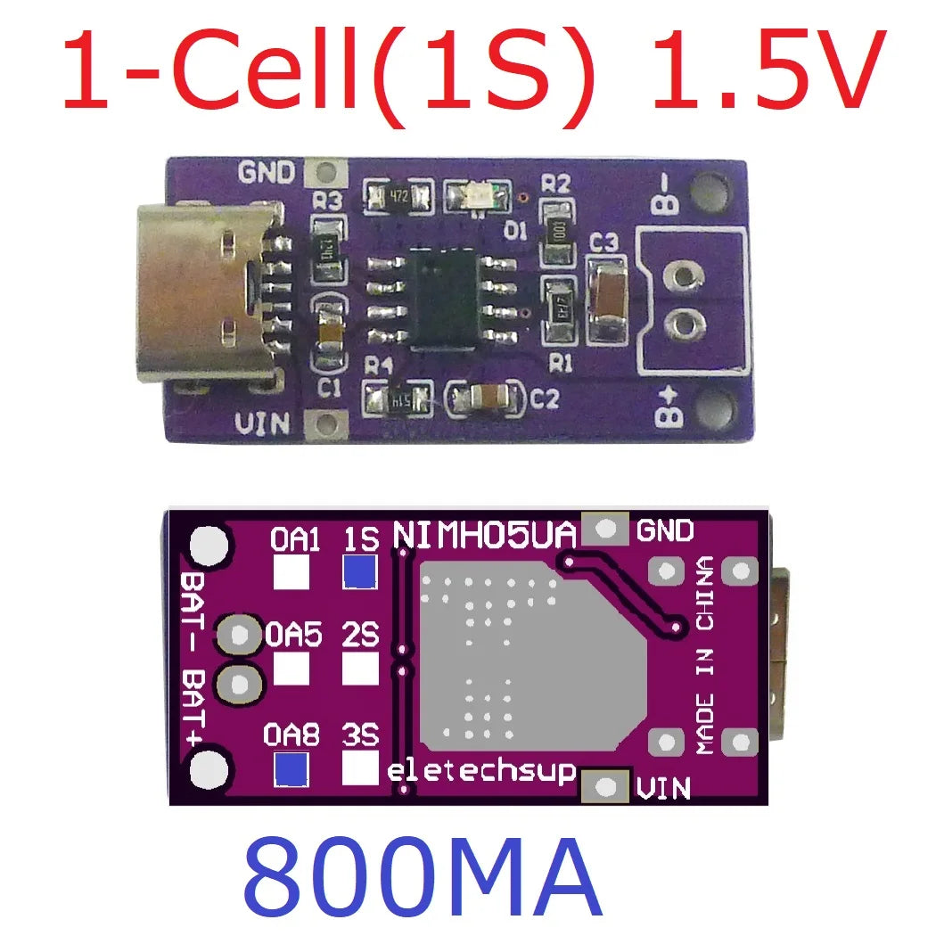 Type-C 1S 2S 3S NiMH Charger Module 1.5V/3V/4.5V CC/CV DC-DC NIMH05UA