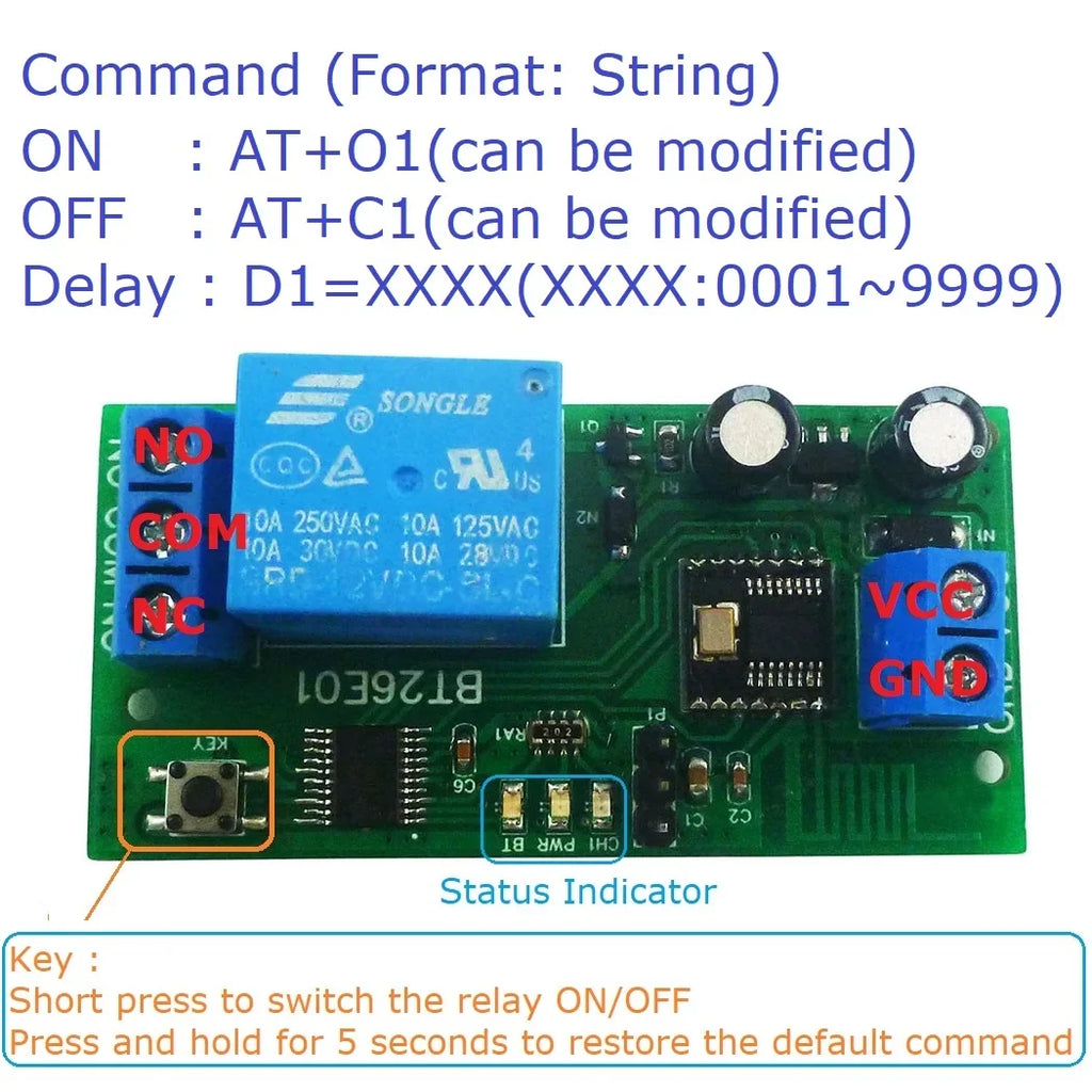 BT26E01 DC 12V Bluetooth BLE Relay Module – iOS Android Wireless Switch Board with 2.4G RF Remote Control for Smart Home IoT