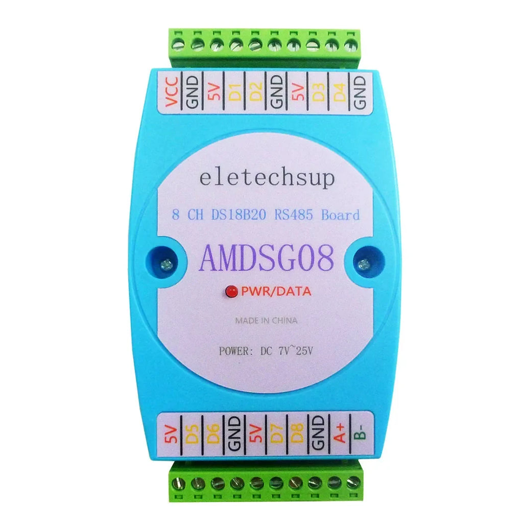 AMDSG08 8CH DS18B20 Temperature Acquisition Module – RS485 Modbus RTU with ±0.5°C Accuracy for PLC SCADA Industrial Automation