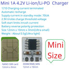 Mini 3.7V 4.2V 1A Li-ion/Li-PO Lithium Battery Charger Module Automatic Recharge 1/C Stop BMS Charge For 18650 21700 4680, DD08CRMB_MINI