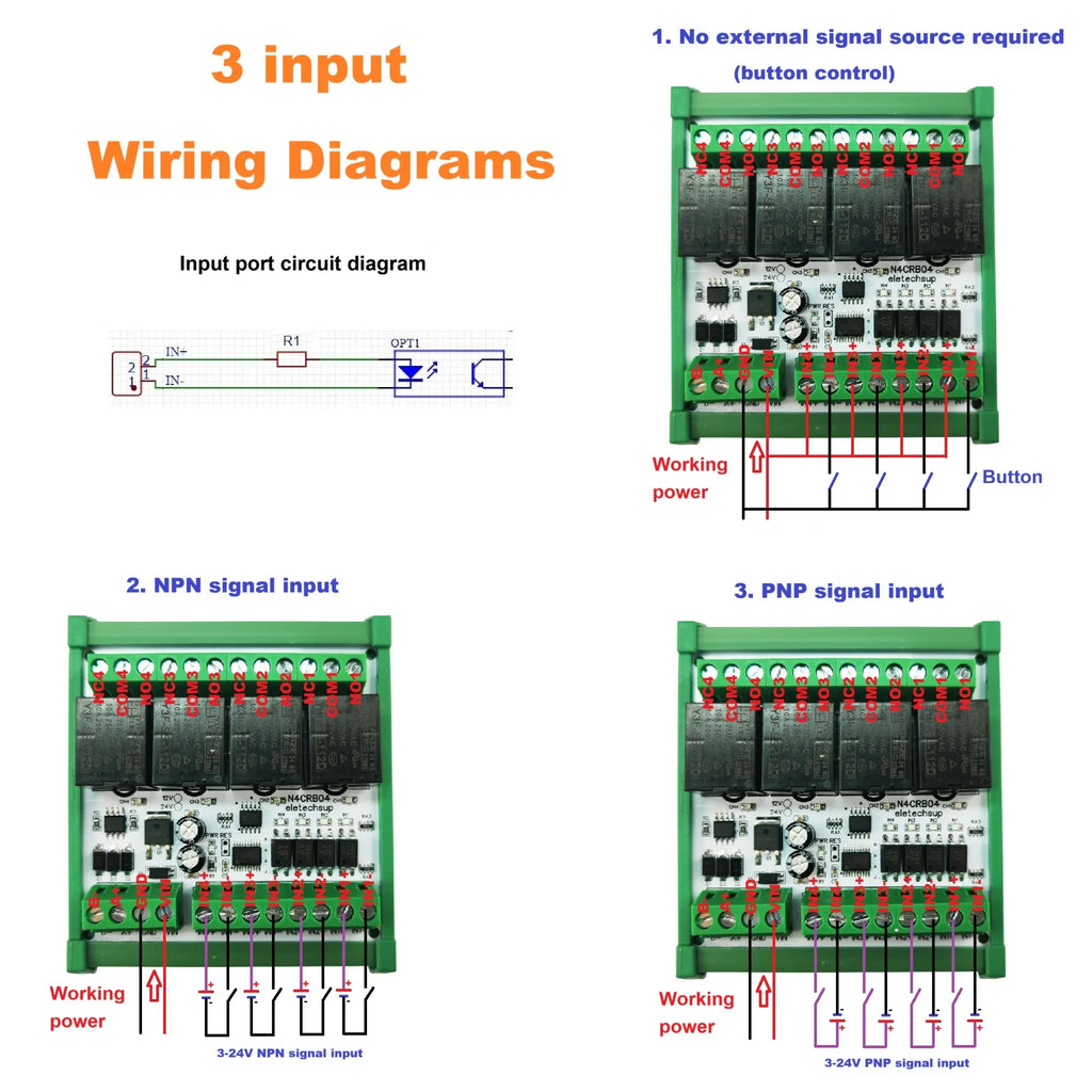 Multifunctional 4DI 4DO RS485 Remote Control Switch Watchdog Relay Board Wired Remote IO Pulse Counter Module Modbus RTU N4CRB04