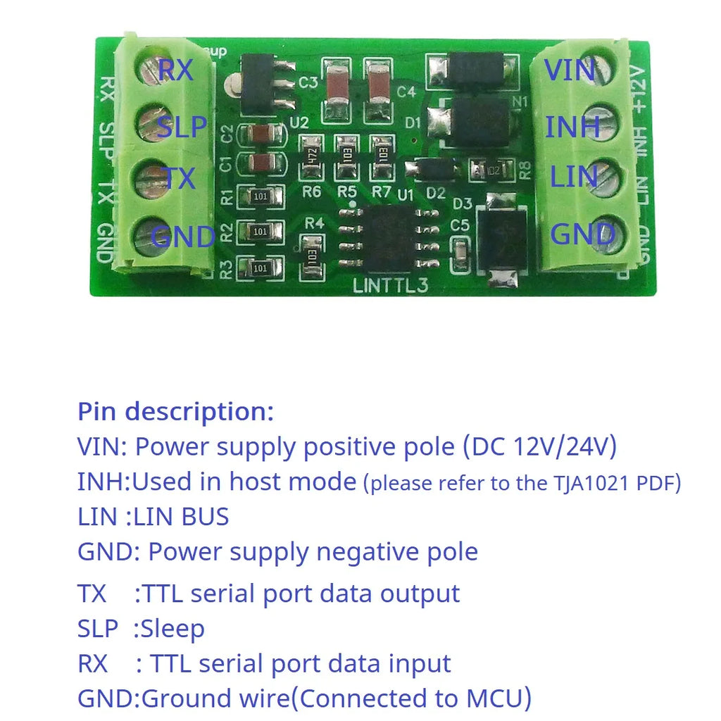 LINTTL3 LIN 2.1/SAE J2602 Transceiver LIN Bus Module Master-Slave Protocol Controller 20KBD UART TTL232 RS485 K-line Can Data Analyzer