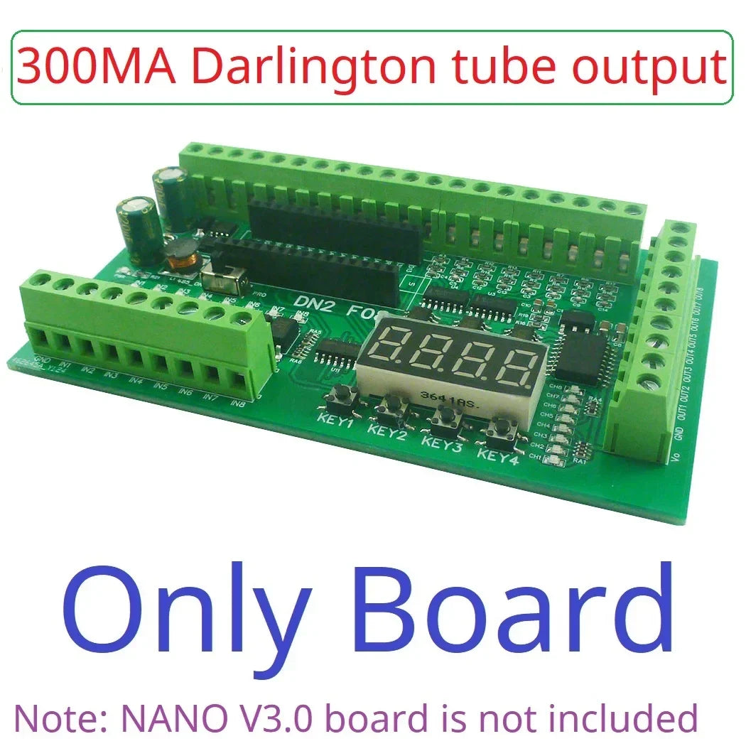 DN23E08 DN24F08 8DI-8AI-8DO IO Expansion Board for Arduino Nano V3.0 – RS485 Modbus RTU PLC Module with 4-20mA/0-10V Analog Input