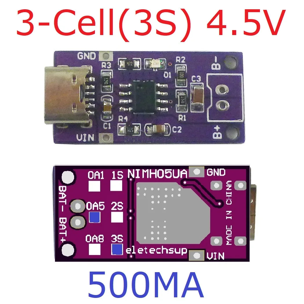 Type-C 1S 2S 3S NiMH Charger Module 1.5V/3V/4.5V CC/CV DC-DC NIMH05UA