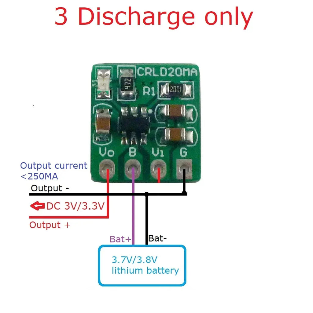 CRLD20MA 2-in-1 Battery Charger & LDO Converter – DC 5V to 4.2V 500mA Charging + 3.7V to 3.3V 250mA Step-Down for 18650 Li-Ion Li-Po