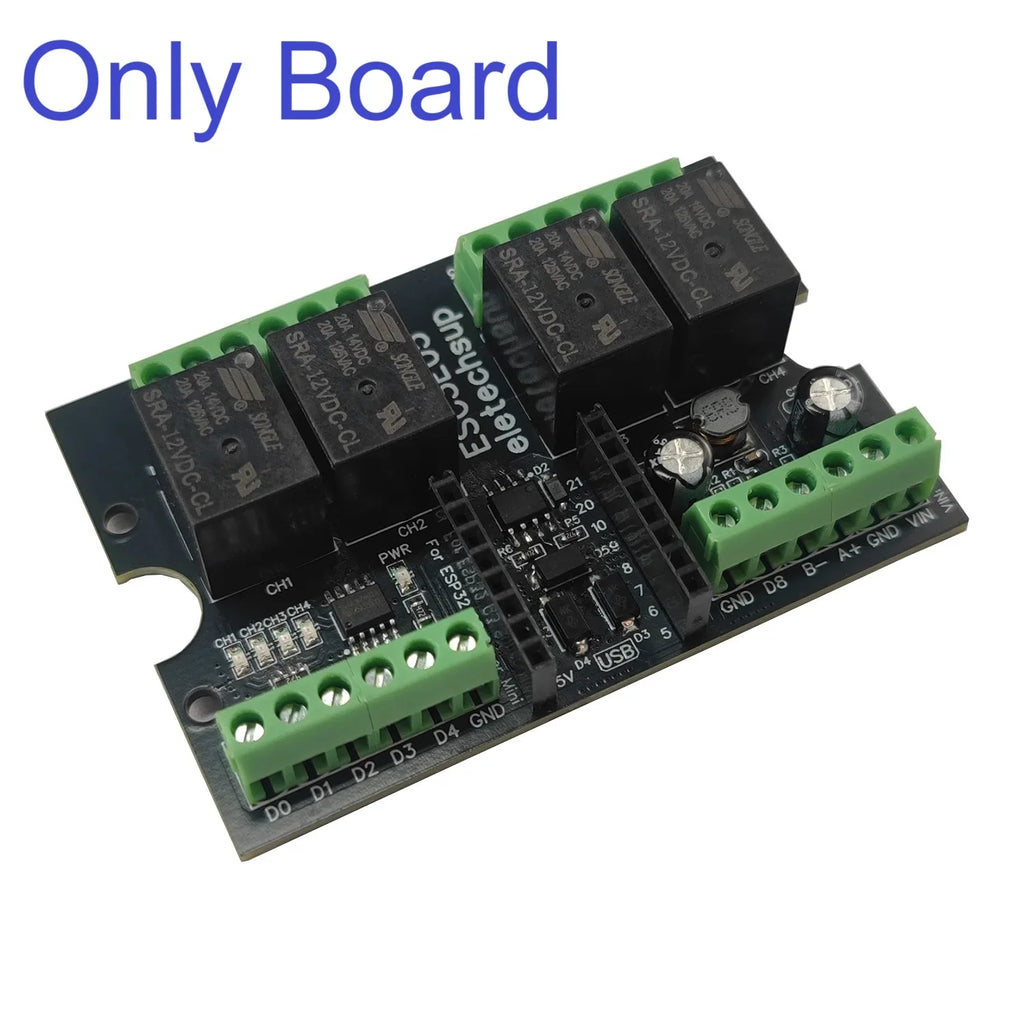 ESC3E05 4-Channel Relay Module for ESP32-C3 Super Mini, RS485 Modbus RTU, Wi-Fi BLE IoT Controller, Simple PLC Shield for Arduino