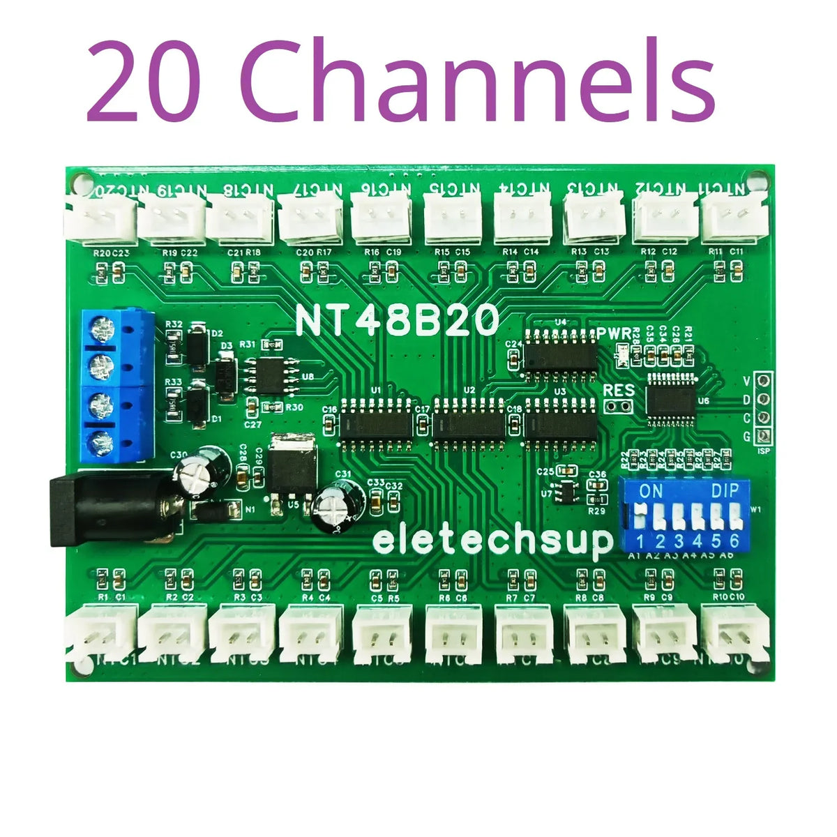 NT48A08 NT48B20 NT48C32 8-32CH RS485 Temperature Collector – Modbus RTU AI Remote IO Module with 10K B3950 NTC Sensor for PLC SCADA