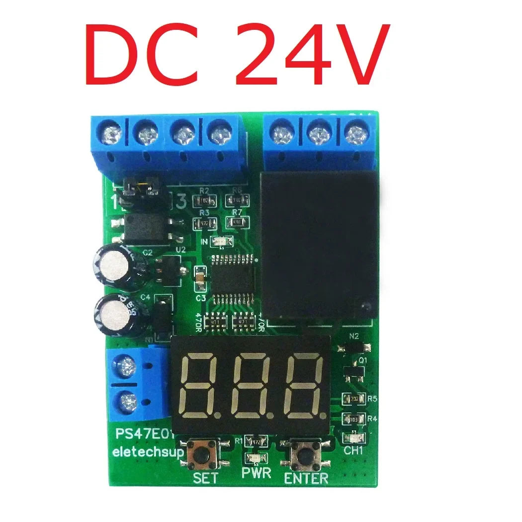 PS47E01 DC 12V/24V Voltage Detection Relay Module – 0-99.9V ±0.1V Accuracy Over/Under Voltage Monitor with 10A Output & 0-999Min Timer