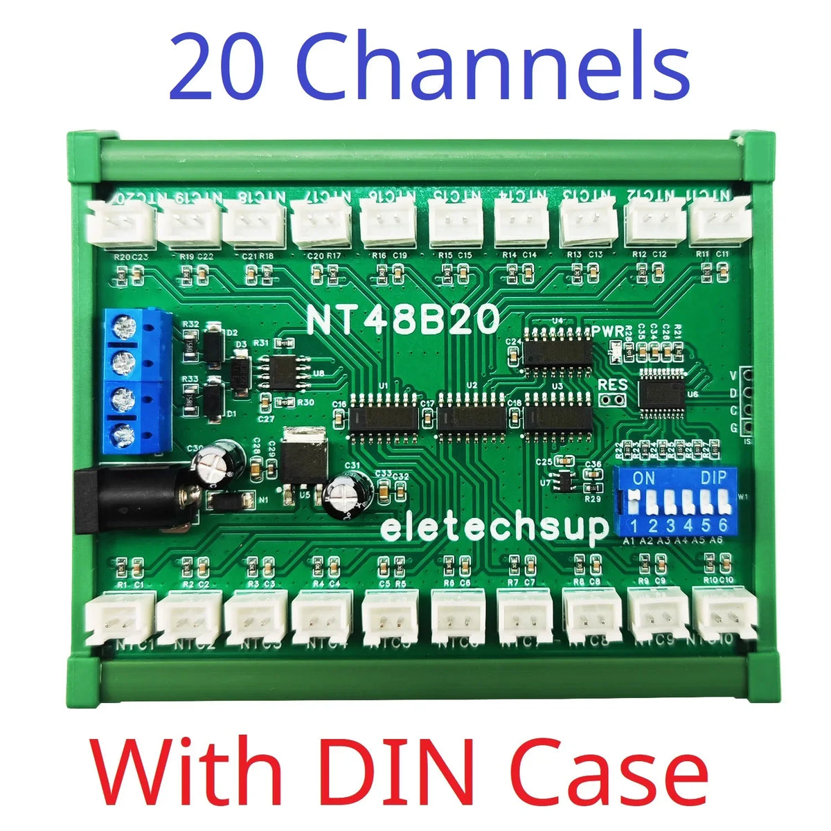 NT48A08 NT48B20 NT48C32 8-32CH RS485 Temperature Collector – Modbus RTU AI Remote IO Module with 10K B3950 NTC Sensor for PLC SCADA
