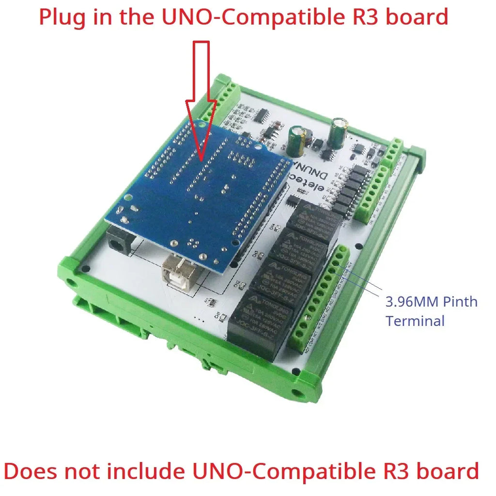 DNUNA16 6AI 6DI 4DO RS485 I/O Expansion Board for Arduino UNO R3 DC 7-30V Analog Data Acquisition Module 0-20mA 4-20mA 0-10V