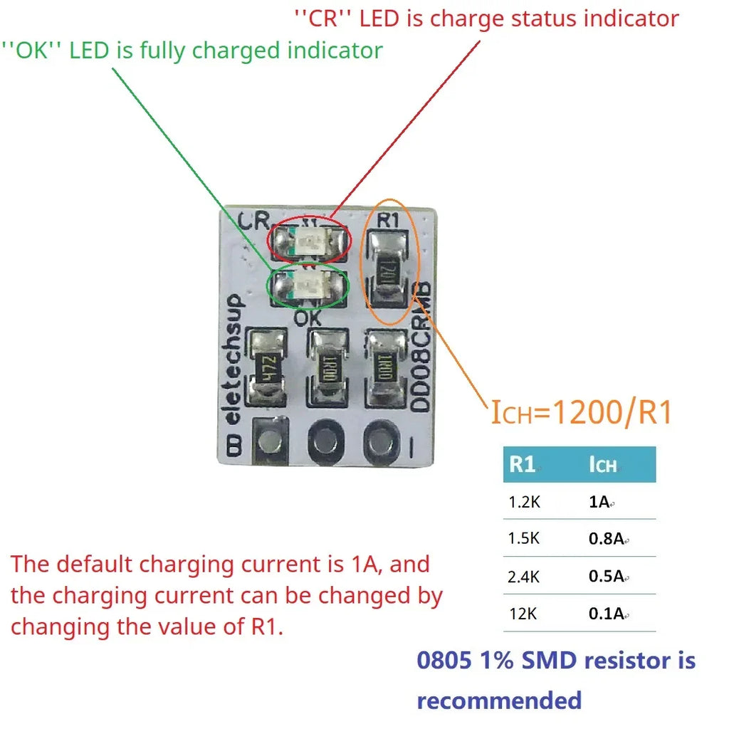Mini 3.7V 4.2V 1A Li-ion/Li-PO Lithium Battery Charger Module Automatic Recharge 1/C Stop BMS Charge For 18650 21700 4680, DD08CRMB_MINI