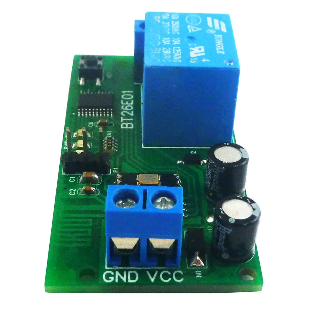 BT26E01 DC 12V Bluetooth BLE Relay Module – iOS Android Wireless Switch Board with 2.4G RF Remote Control for Smart Home IoT