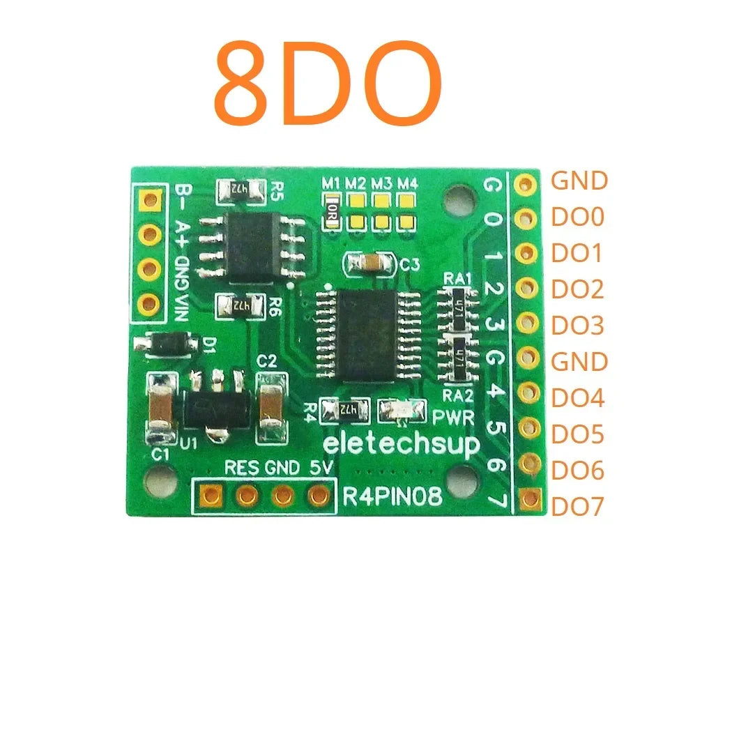 R4PIN08 8CH Multifunction RS485 IO Core Board – 2.54mm Pin Configurable Digital Input Output Module Modbus RTU for PLC HMI Remote IO Expansion