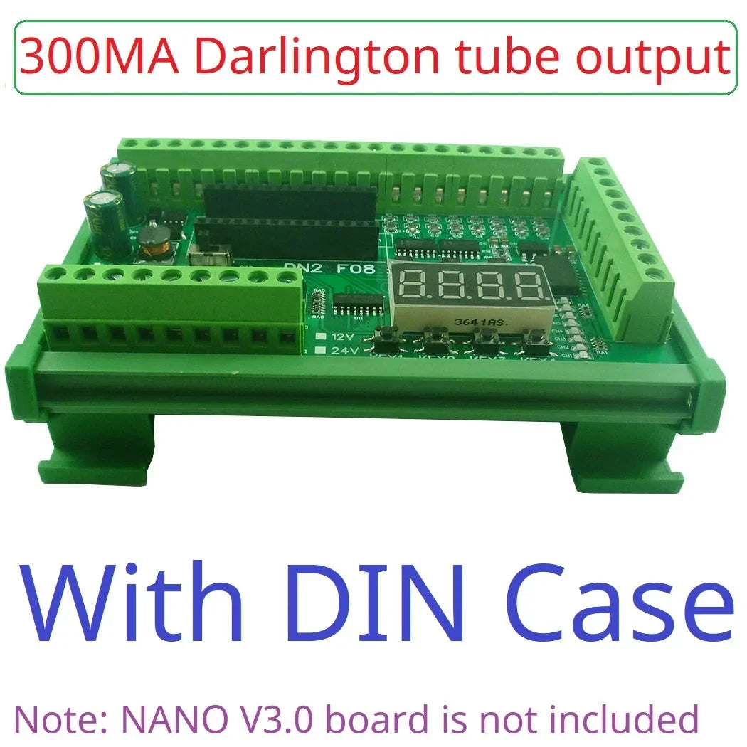 DN23E08 DN24F08 8DI-8AI-8DO IO Expansion Board for Arduino Nano V3.0 – RS485 Modbus RTU PLC Module with 4-20mA/0-10V Analog Input