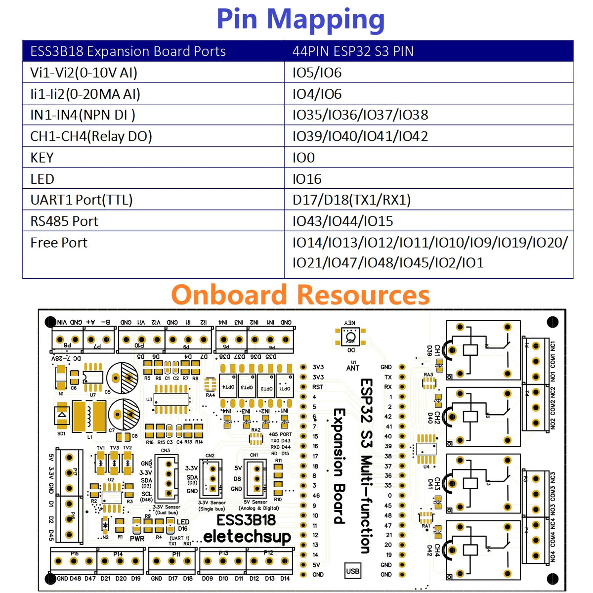 ESP32 S3 Expansion Board WiFi MQTT IoT Sensors Relay ESS3B18