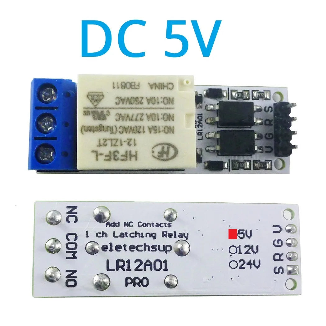 LR12A01 PRO DC 5V 12V 24V Bistable Self-locking Flip-Flop Latch Switch Board for Arduino ESP32 Magnetic Latching Relay Module