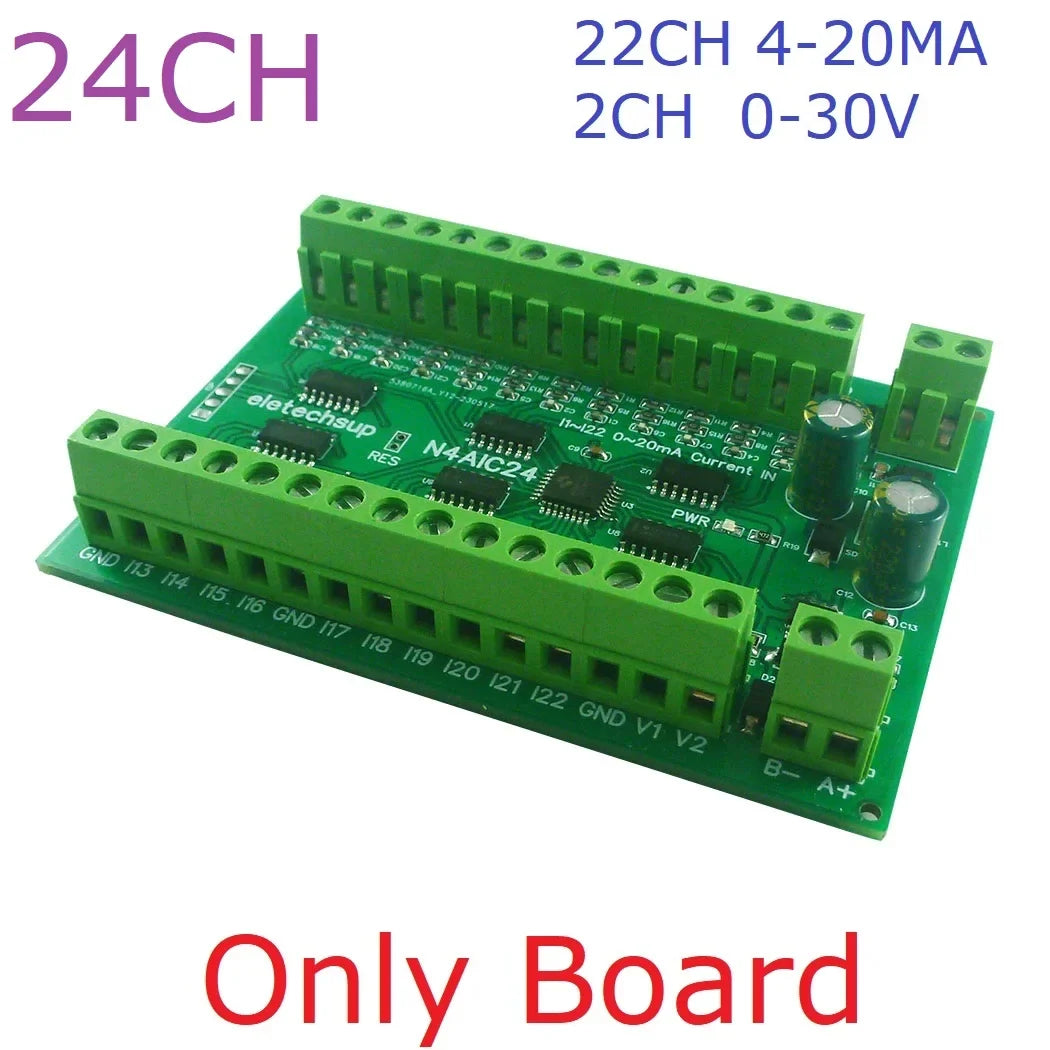N4AIA08 N4AIB16 N4AIC24 8-24CH 4-20mA Current Transducer – RS485 Modbus RTU Analog Input Module with 12-bit ADC for PLC SCADA
